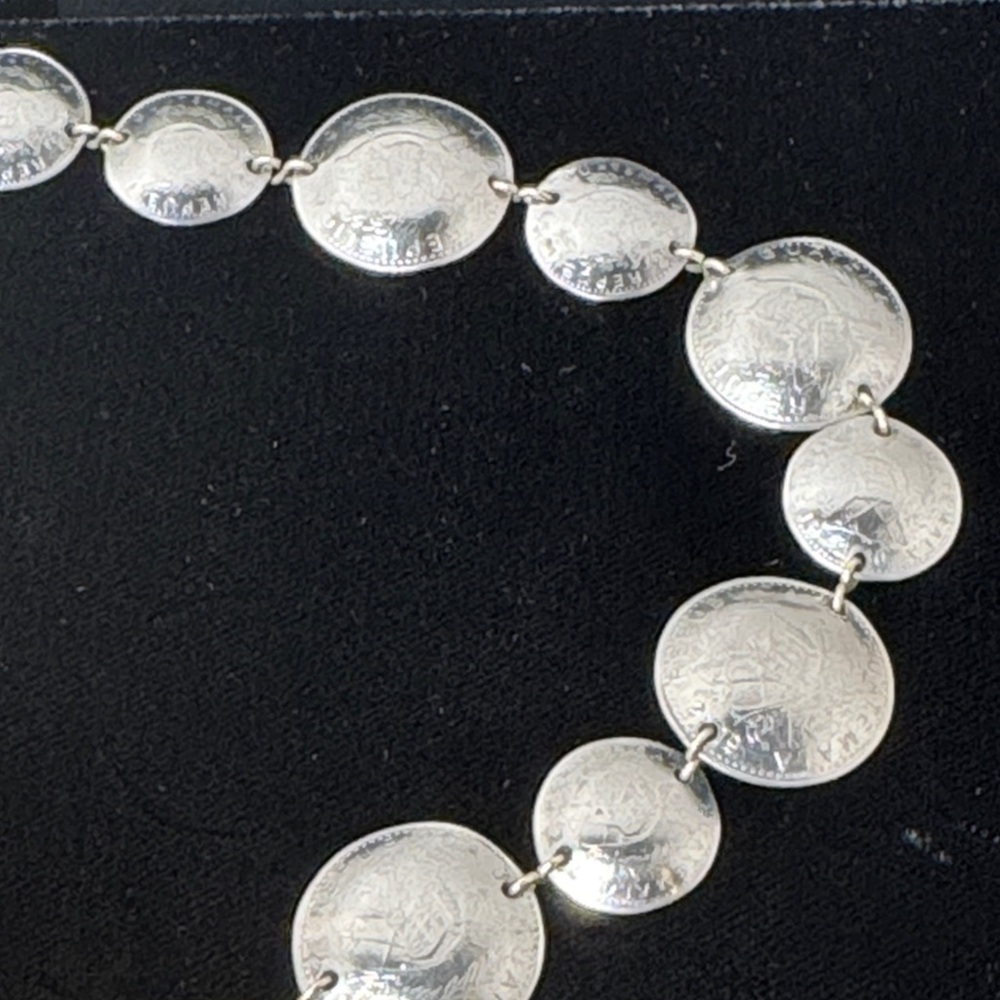 VINTAGE Republic of Guatemala Handcrafted Silver Gold Coin Necklace 90s Eclectic - Picture 6 of 14